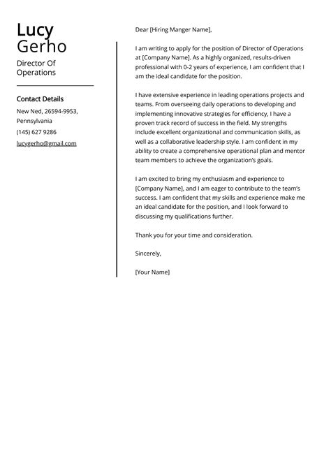 Director Of Operations Cover Letter Example Free Guide