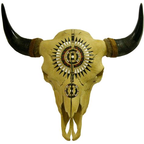 Hand Painted Buffalo Skull W Black War Bonnet Design Buffalo Skull