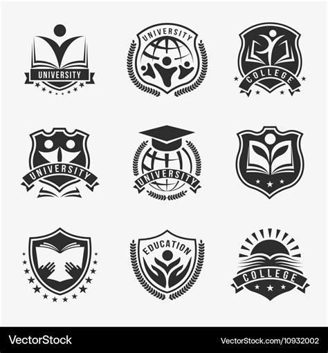 University And College Logos Emblem Set Royalty Free Vector