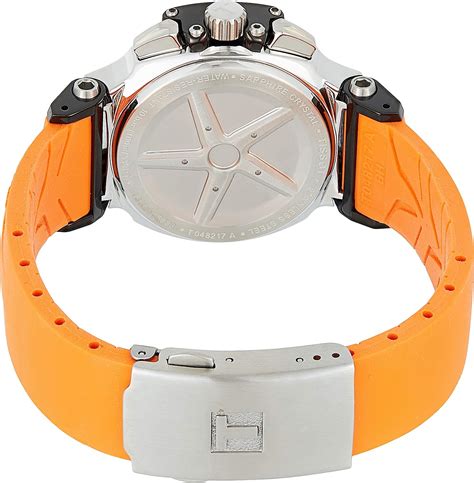 tissot women s t0482172705700 t race black chronograph dial orange strap watch tissot amazon