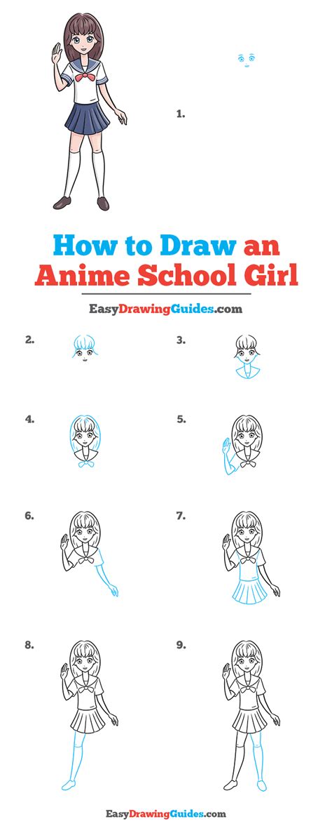 How To Draw An Anime School Girl Really Easy Drawing Tutorial