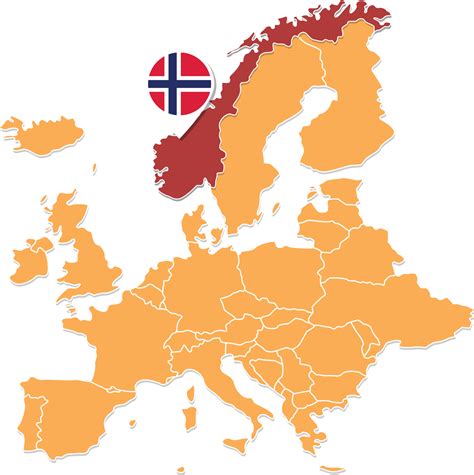 Norway Map In Europe Norway Location And Flags 24584114 Png