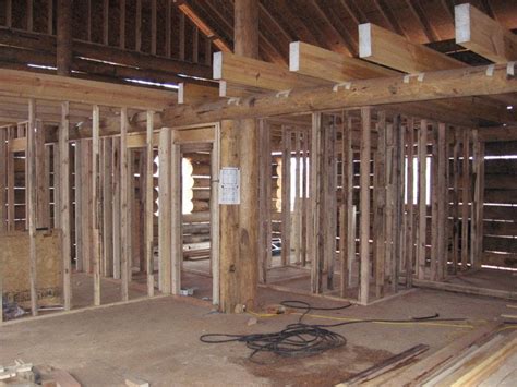 The Nichols Log Home Interior Wall Framing