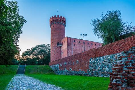 Medieval Teutonic Castle In Swiecie At Night Stock Image Image Of