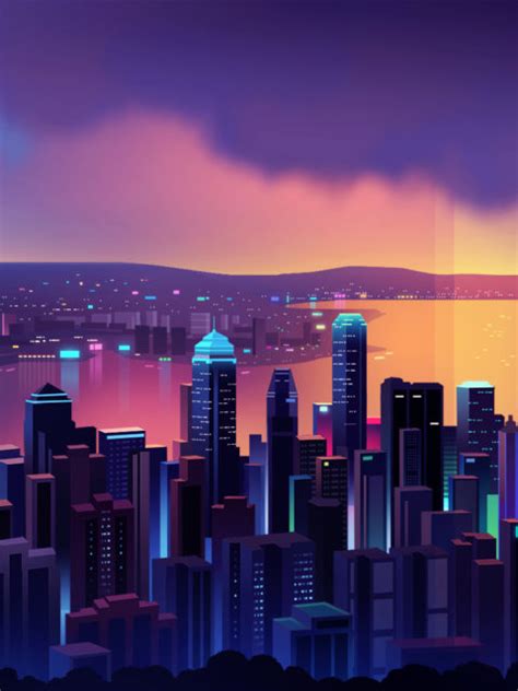 Neon Cityscape Minimal Wallpapers Hd Wallpapers