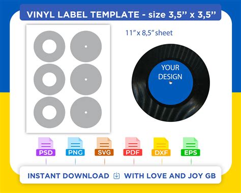 Vinyl Record Template Svg Png Dxf Eps Label Wrapper Etsy Uk