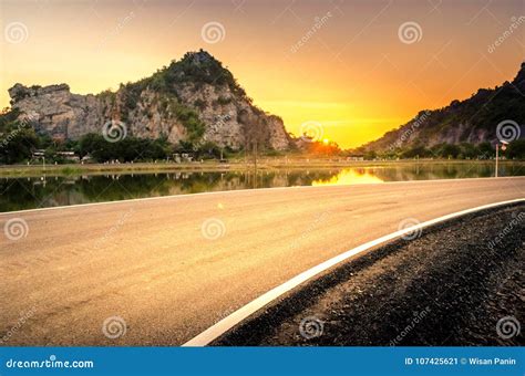 Beautiful Curve Road Beutiful Sunset Mountains Background Stock Image