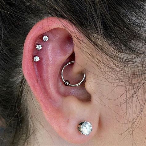 Fresh Triple Helix Piercing And Daith Piercing Done By