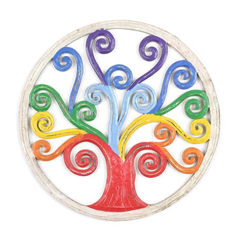 Rainbow Tree Of Life Wooden Carved Wall Plaque Siesta Uk