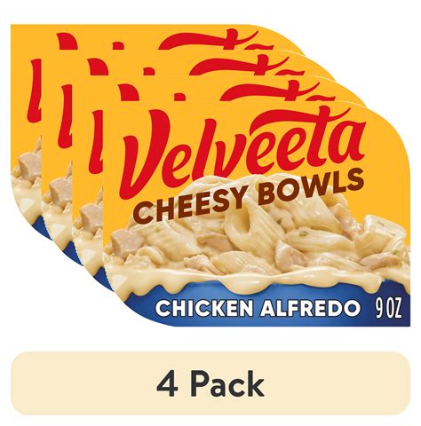 4 Pack Velveeta Cheesy Bowls Chicken Alfredo Microwave Meal 9 Oz