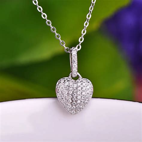 yl heart shaped 925 sterling silver pendant with natural stone for women wedding engagement