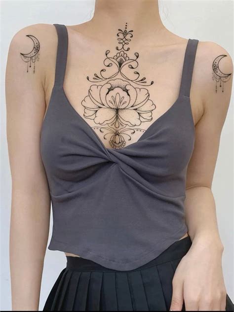 Heart Lock Chest Tattoos For Women