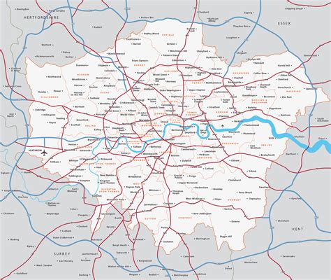 Map Of Greater London Districts And Boroughs Maproom