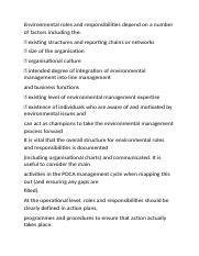 Environmental Roles And Responsibilities Docx Environmental Roles