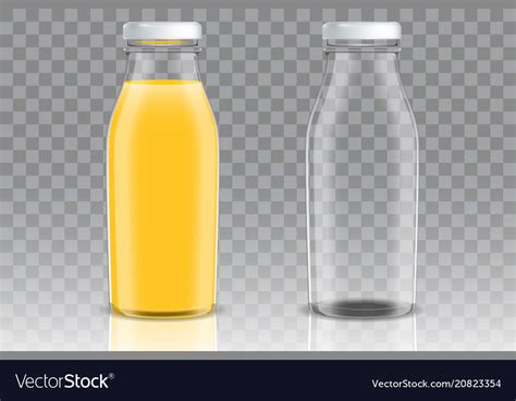 Orange Juice Glass Bottle Mockup Set Royalty Free Vector