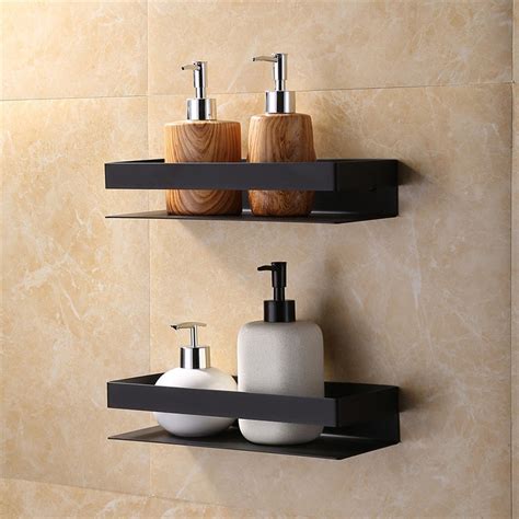 Matt Black Stainless Steel Bathroom Shelf Shower Rack Wall Mounted