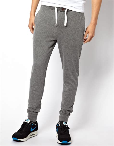Asos Skinny Sweatpants With Zip Fly And Button Detail In Gray For Men