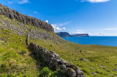 A View Along A Dry Stone Wall At Neist Point On The Island Of Skye
