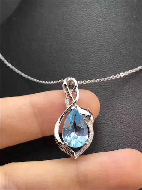 Natural Blue Topaz Gem Pendant S Silver Natural Gemstone Pendant