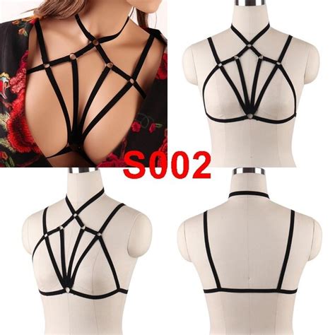 pentagram sexy ladies women body harness bra chest bondage lingerie cage bra gothic garter belt