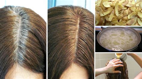 As i wash my hair thru the next weeks, the gray hair seems to get my golden and the brown goes away more. Get Rid of Gray Hair Naturally With Potato Skins - YouTube