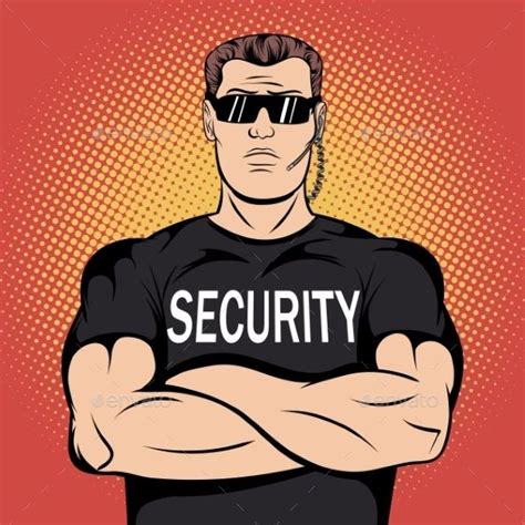 Security Guard Comics Design Alphabet Illustration Security Guard