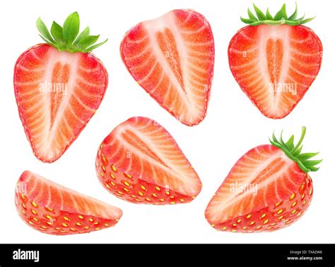 Isolated Strawberry Pieces Collection Of Cut Strawberry Fruits