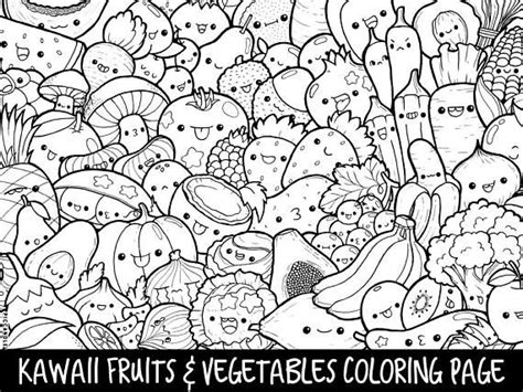 What is more, you can also find a very special category of printable coloring pages for kids, that offer extraordinary educational values. Fruits & Vegetables Doodle Coloring Page Printable | Etsy ...