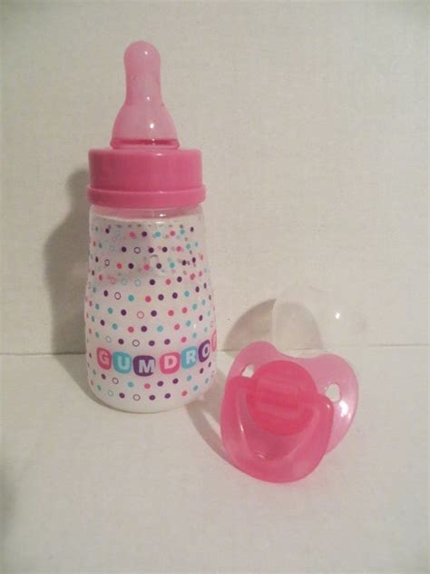 Reborn Baby Doll Bottle 5oz Fake Milk Pink Gumdrop Pattern