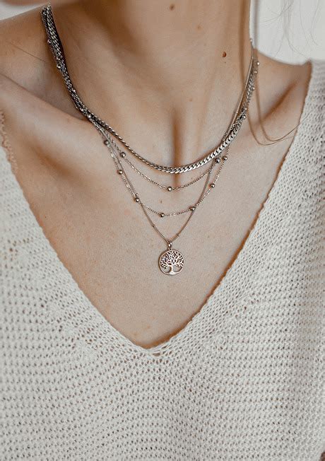 Layered Necklace Silver Hey Happiness