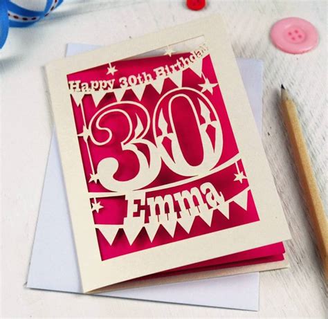 Personalised Papercut 30th Birthday Card By Pogofandango