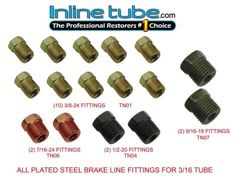 Brake Line Fittings Set For 316 Tube Inverted Flares Tube