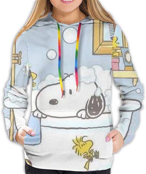 Snoopy Hoodies Damen Sweatshirt Pullover 3d Druck Freizeitjacke Mädchen Hoodie Tops Xxl Schwarz