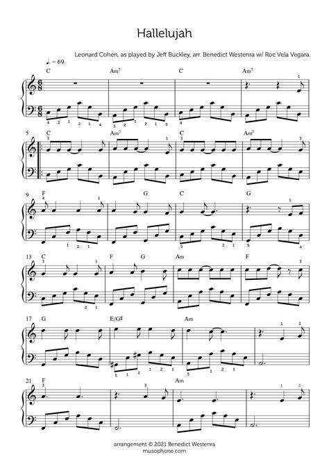 jeff buckley “hallelujah” intermediate piano arrangement