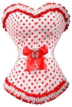 A2975 Red Polka Dot Overbust Corset Corset Shop Red Bow Tie Overbust