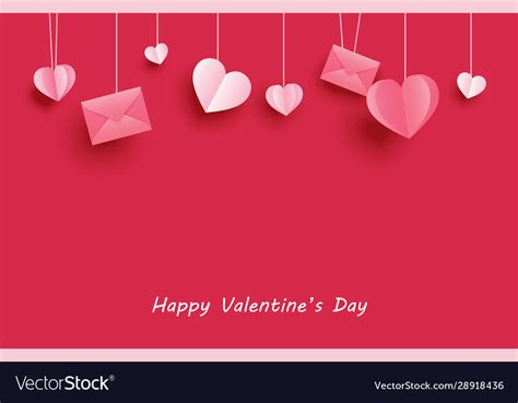 Happy Valentines Day Greeting Cards With Paper Vector Image
