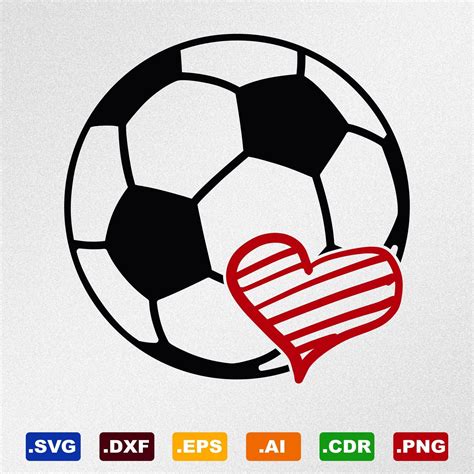 Soccer Ball Heart Svg Dxf Eps Ai Cdr Vector Files For Etsy Vector