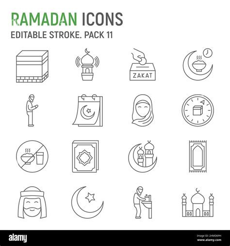 Ramadan Line Icon Set Islam Collection Vector Graphics Logo