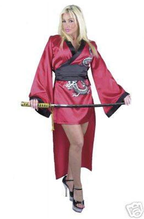 red geisha kimono japenese warrior ninja sexy womens halloween costume medium costumeville