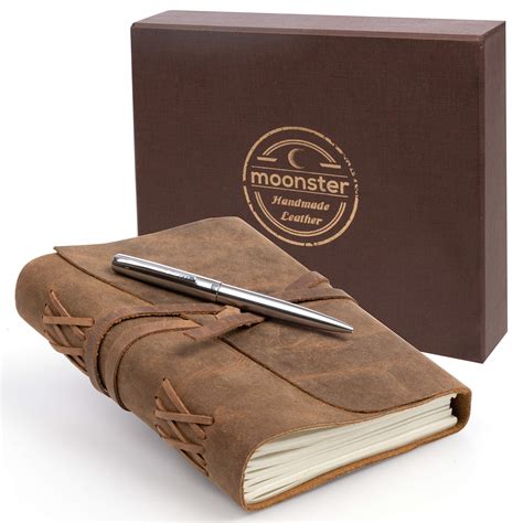 Leather Journal Notebook T Set With Luxury Pen Handmade Genuine