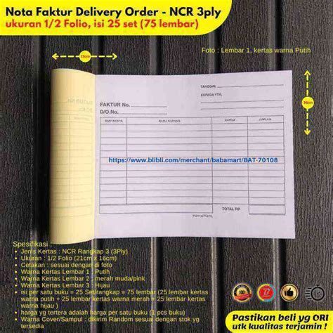 Jual Surat Jalan Nota Faktur Delivery Order Do Ekspedisi Folio