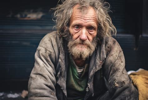 Premium Ai Image A Homeless Old Man In Dirty Clothes