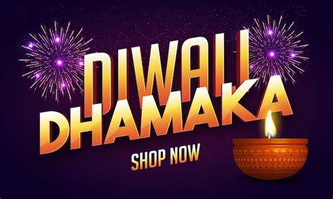 Premium Vector Diwali Dhamaka 3d Text On Purple Background