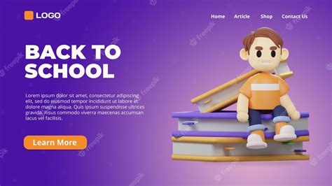 Premium Psd 3d Render Banner Student Character With Books