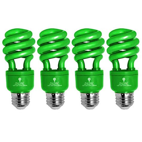 4 Pack Bluex Cfl Green Light Bulb 13w 50 Watt Equivalent E26 Spiral