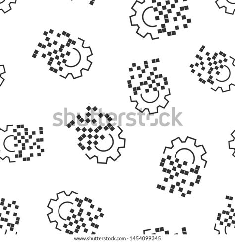 Digital Gear Icon Seamless Pattern Background Stock Vector Royalty