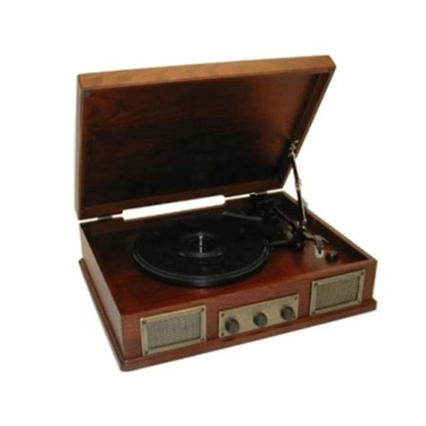 Steepletone Norwich Retro Wooden Record Player Dark Wood Getinthemix