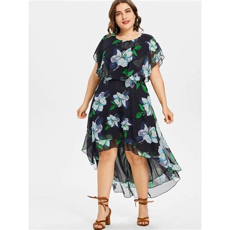 Wipalo Plus Size Xl Floral Print Maxi Dress Women O Neck A Line Summer