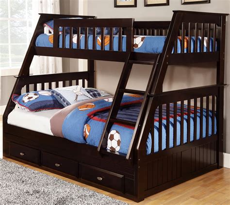 The cost of these metal frame bunk beds twin over full is major merit because they come with low price tags despite their. Discovery World Furniture Twin over Full Espresso Mission ...