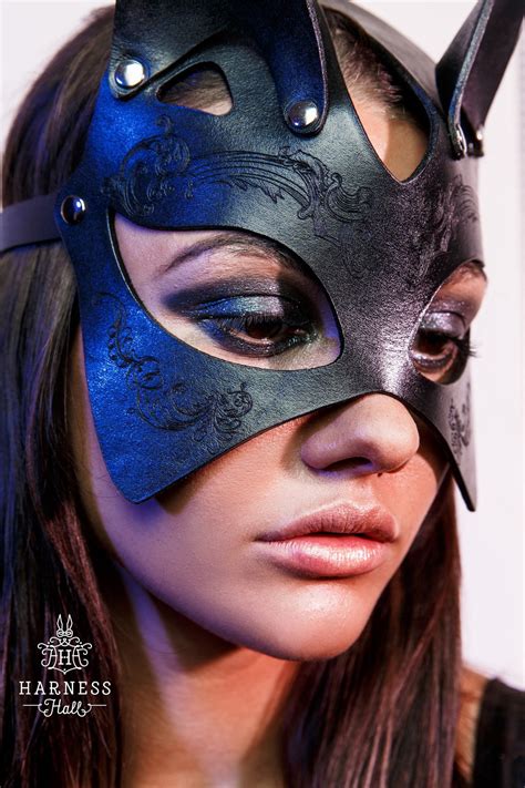 Catwoman Mask Black Cat Mask Face Mask Cat Woman Leather Etsy